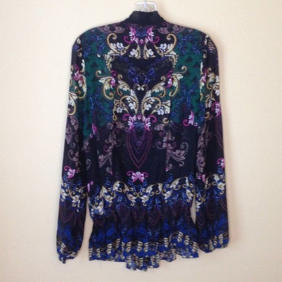 Bisou Bisou Michele Bonbot Sheer Floral Blouse Small - Picture 2 of 4